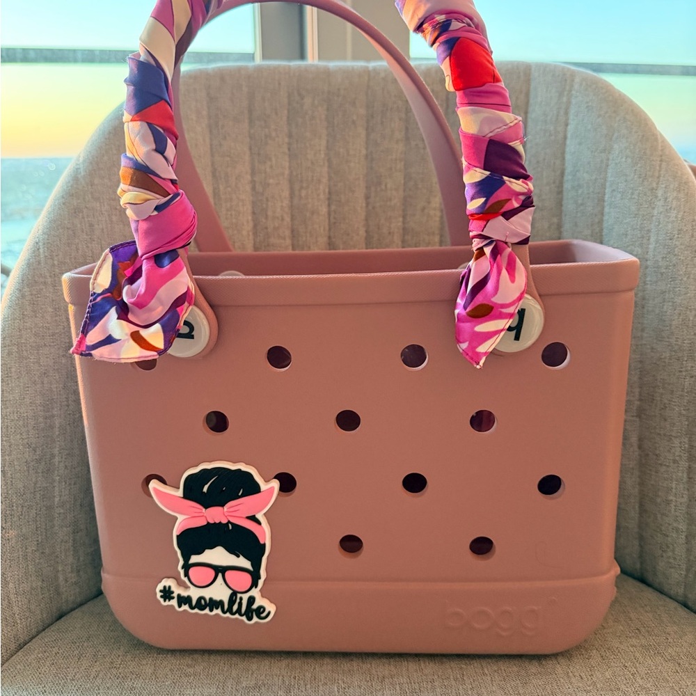 BOGG BAG Pink Tote with Patterned Handles
